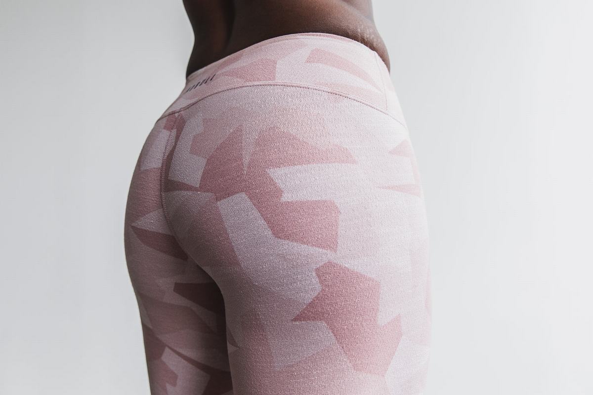 Nobull Crop Melange Women's Tights Rose Camo | Australia (QZ3685)